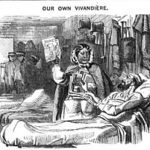 An image of Mary Seacole a mixed race lady attended a sick male patient, with the captain 'our own vivandère'